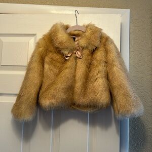 Gap fur jacket with satin bow